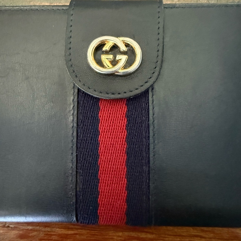 Rare Vintage Gucci Sherri Line Black Leather checkbook holder and wallet - Picture 4 of 9